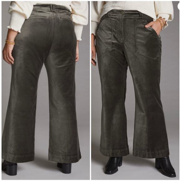 Anthropologie Maeve Velvet Bootcut Pants Grey 20W - Picture 1 of 9